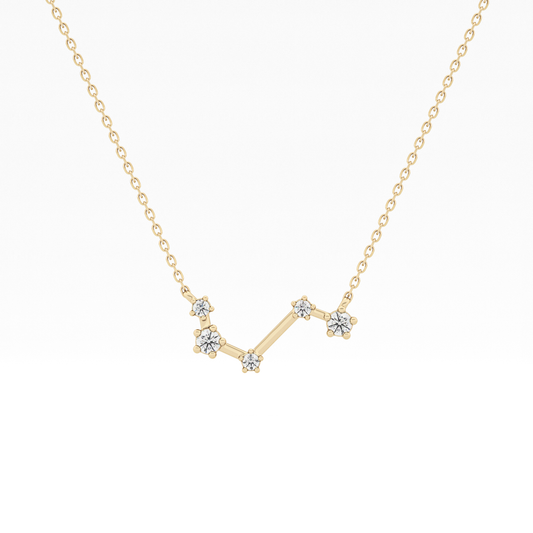 0.16 TCW Round Lab Grown Diamond Aries Zodiac Constellation Necklace