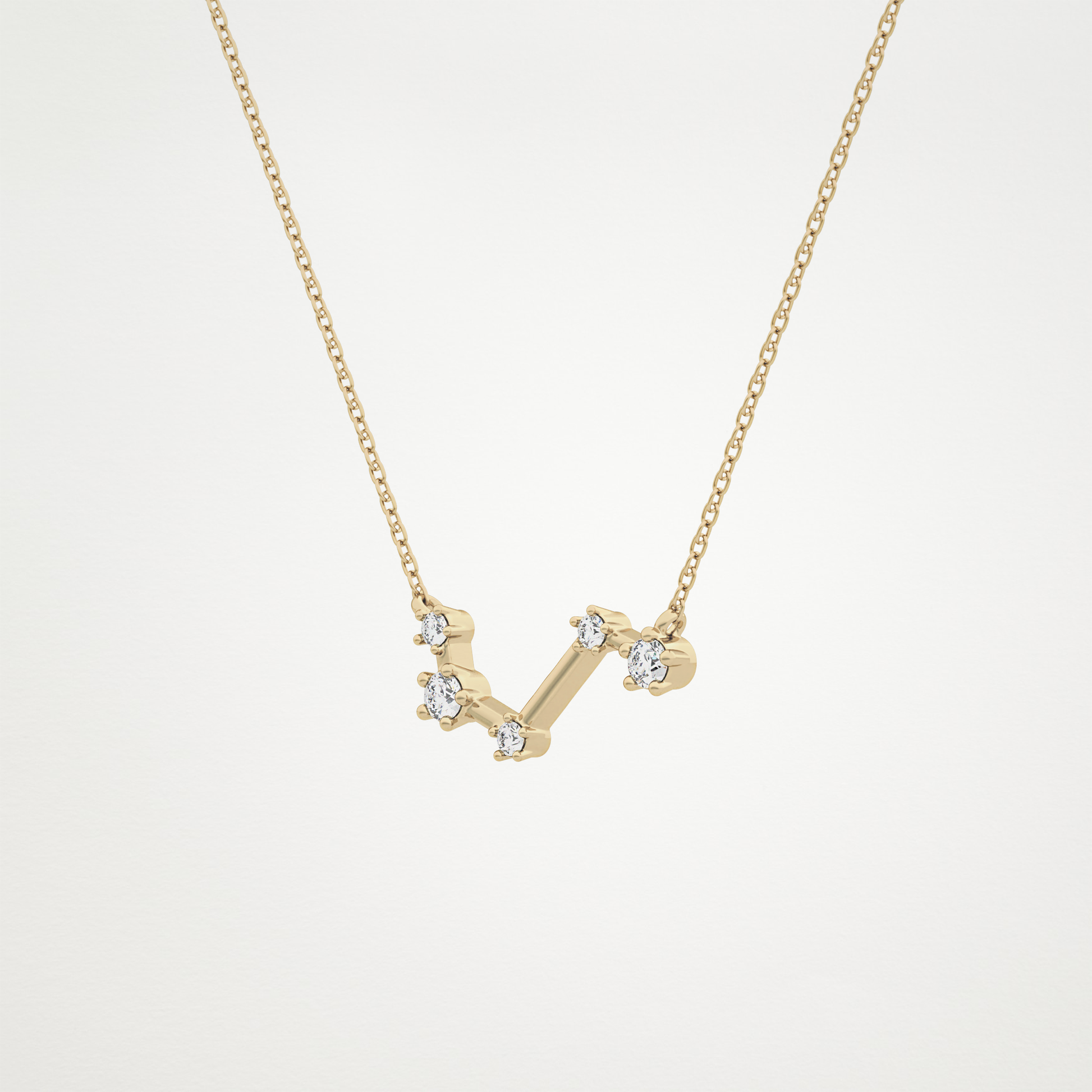 0.16 TCW Round Lab Grown Diamond Aries Zodiac Constellation Necklace