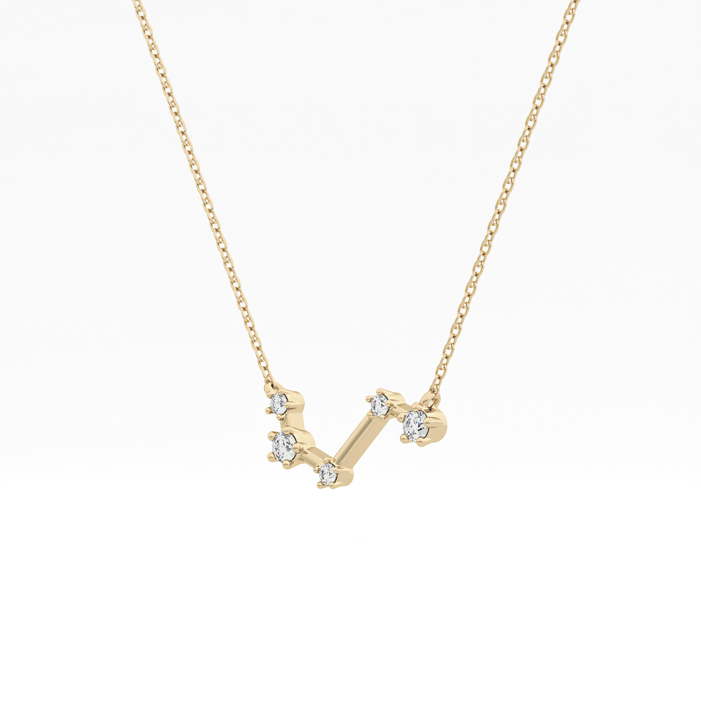 0.16 TCW Round Lab Grown Diamond Aries Zodiac Constellation Necklace