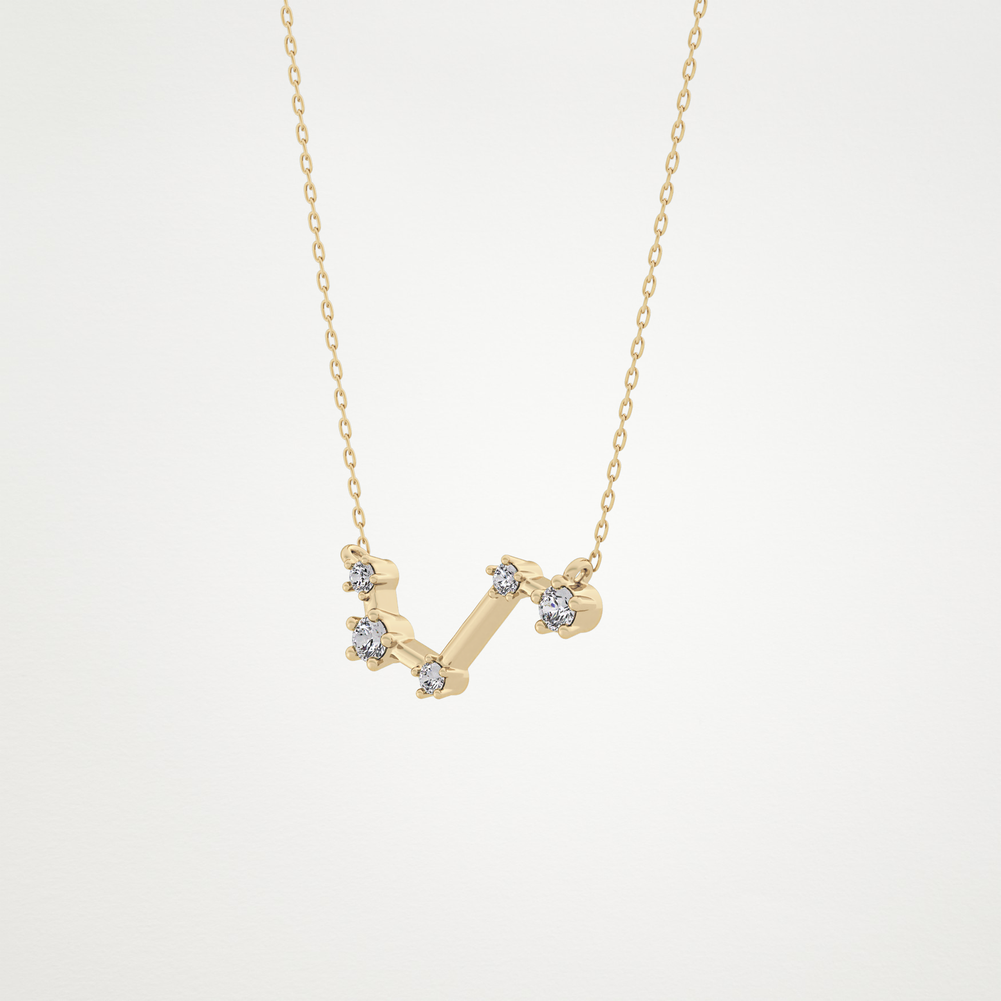 0.16 TCW Round Lab Grown Diamond Aries Zodiac Constellation Necklace