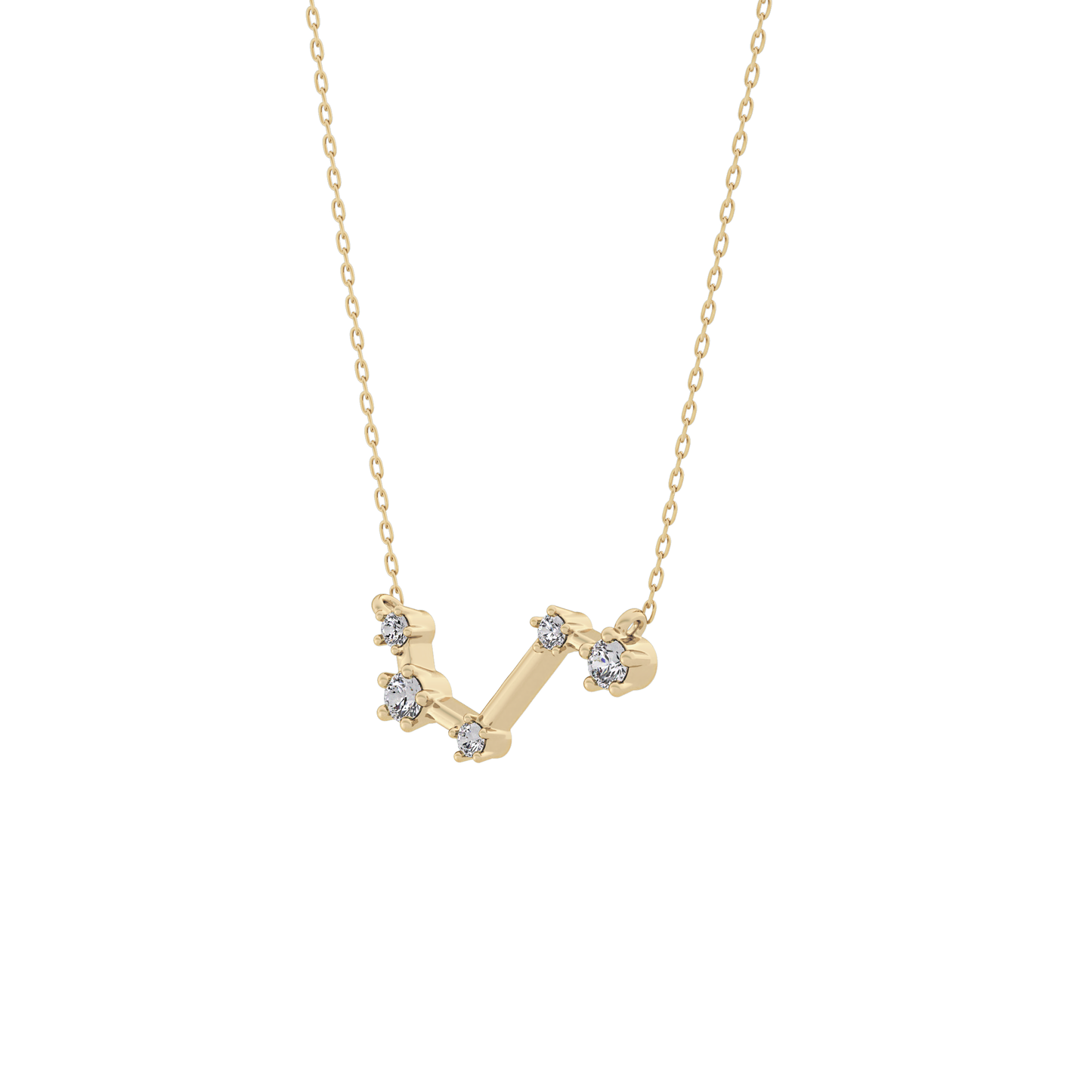 0.16 TCW Round Lab Grown Diamond Aries Zodiac Constellation Necklace