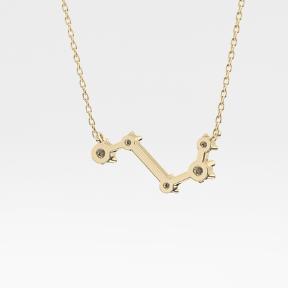 0.16 TCW Round Lab Grown Diamond Aries Zodiac Constellation Necklace
