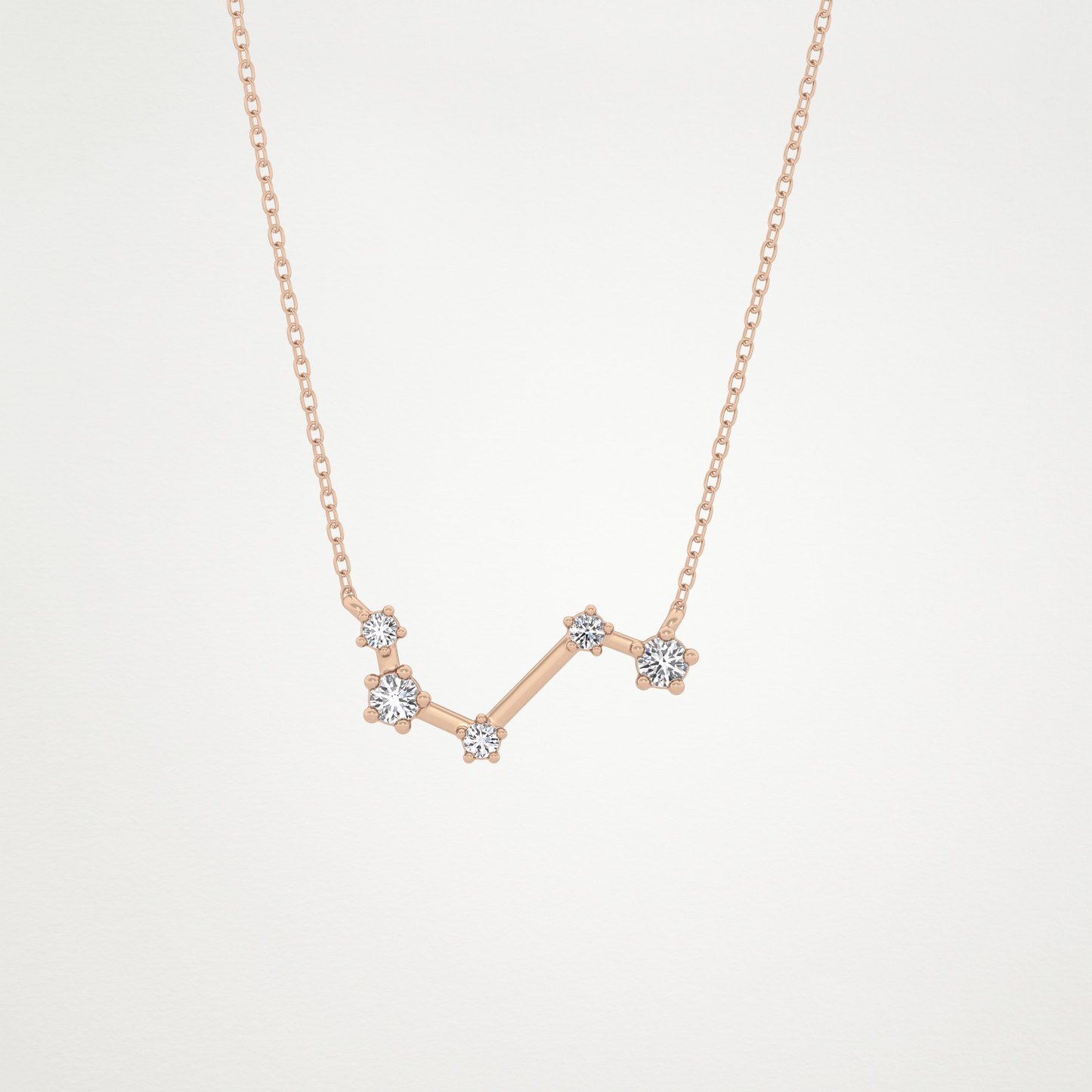 0.16 TCW Round Lab Grown Diamond Aries Zodiac Constellation Necklace