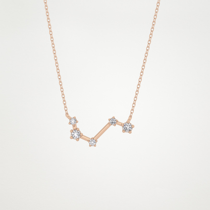 0.16 TCW Round Lab Grown Diamond Aries Zodiac Constellation Necklace