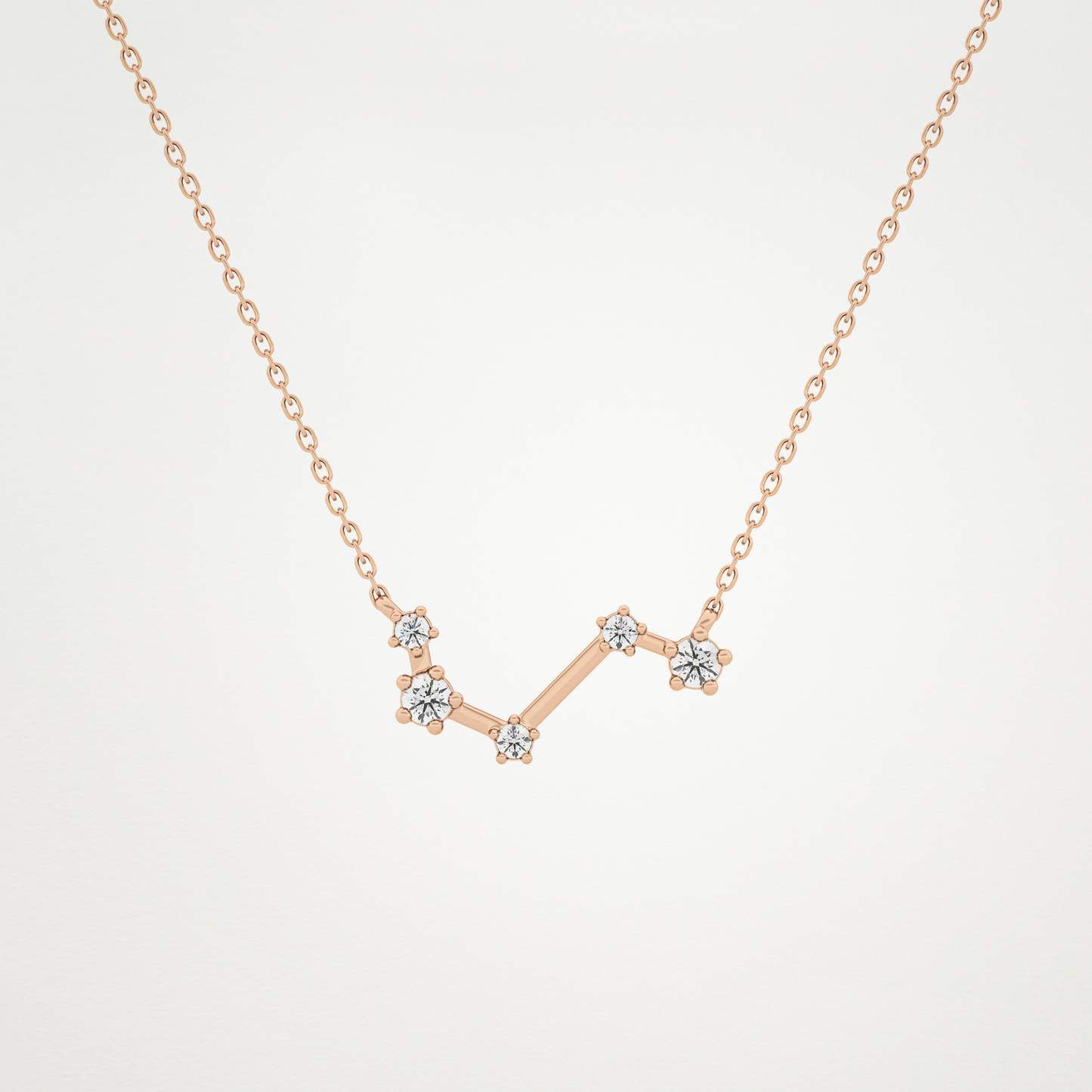 0.16 TCW Round Lab Grown Diamond Aries Zodiac Constellation Necklace