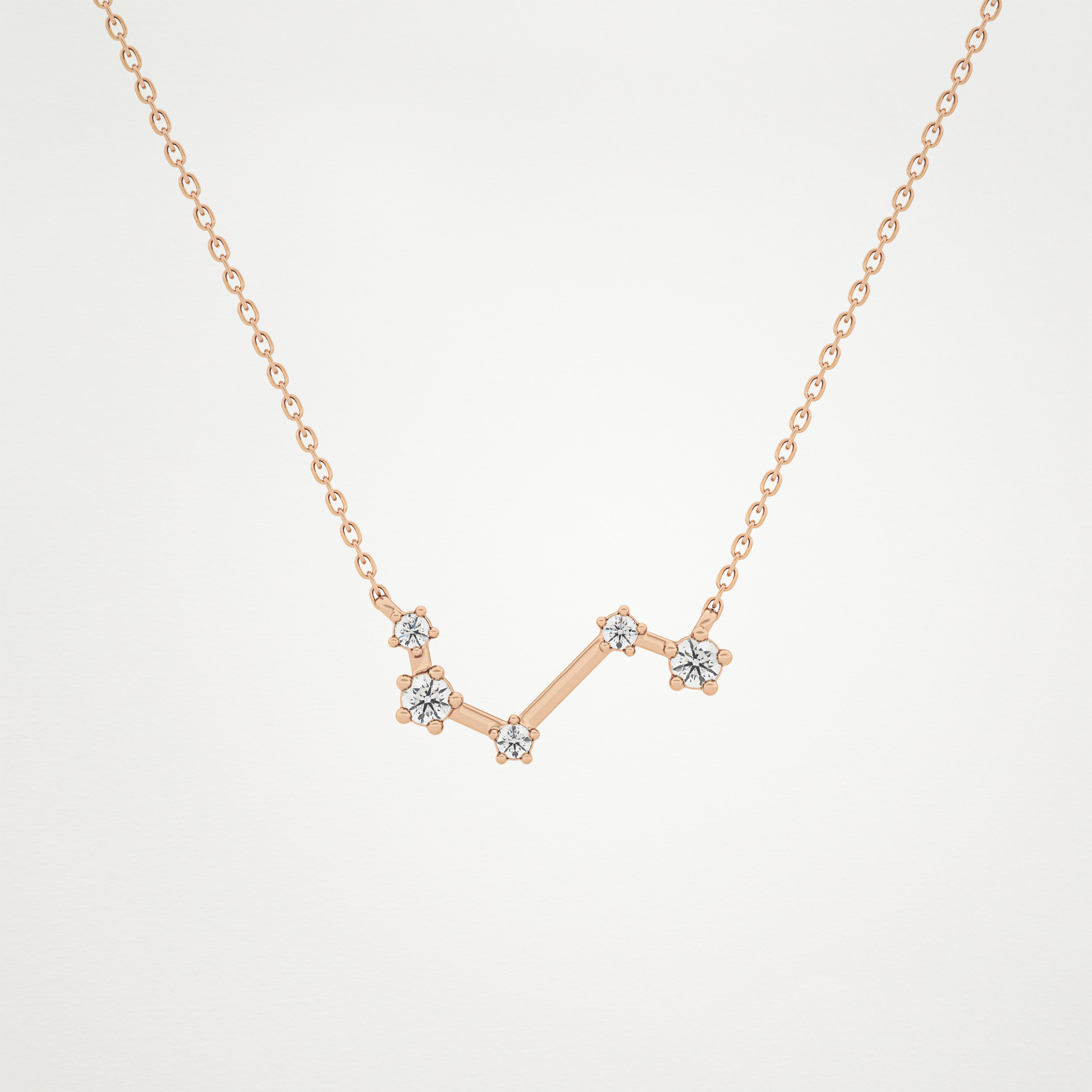 0.16 TCW Round Lab Grown Diamond Aries Zodiac Constellation Necklace