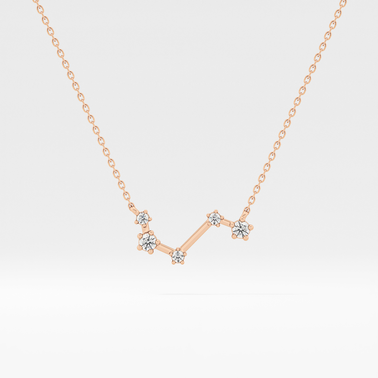 0.16 TCW Round Lab Grown Diamond Aries Zodiac Constellation Necklace
