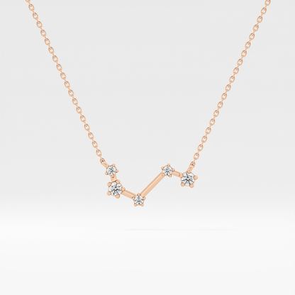 0.16 TCW Round Lab Grown Diamond Aries Zodiac Constellation Necklace