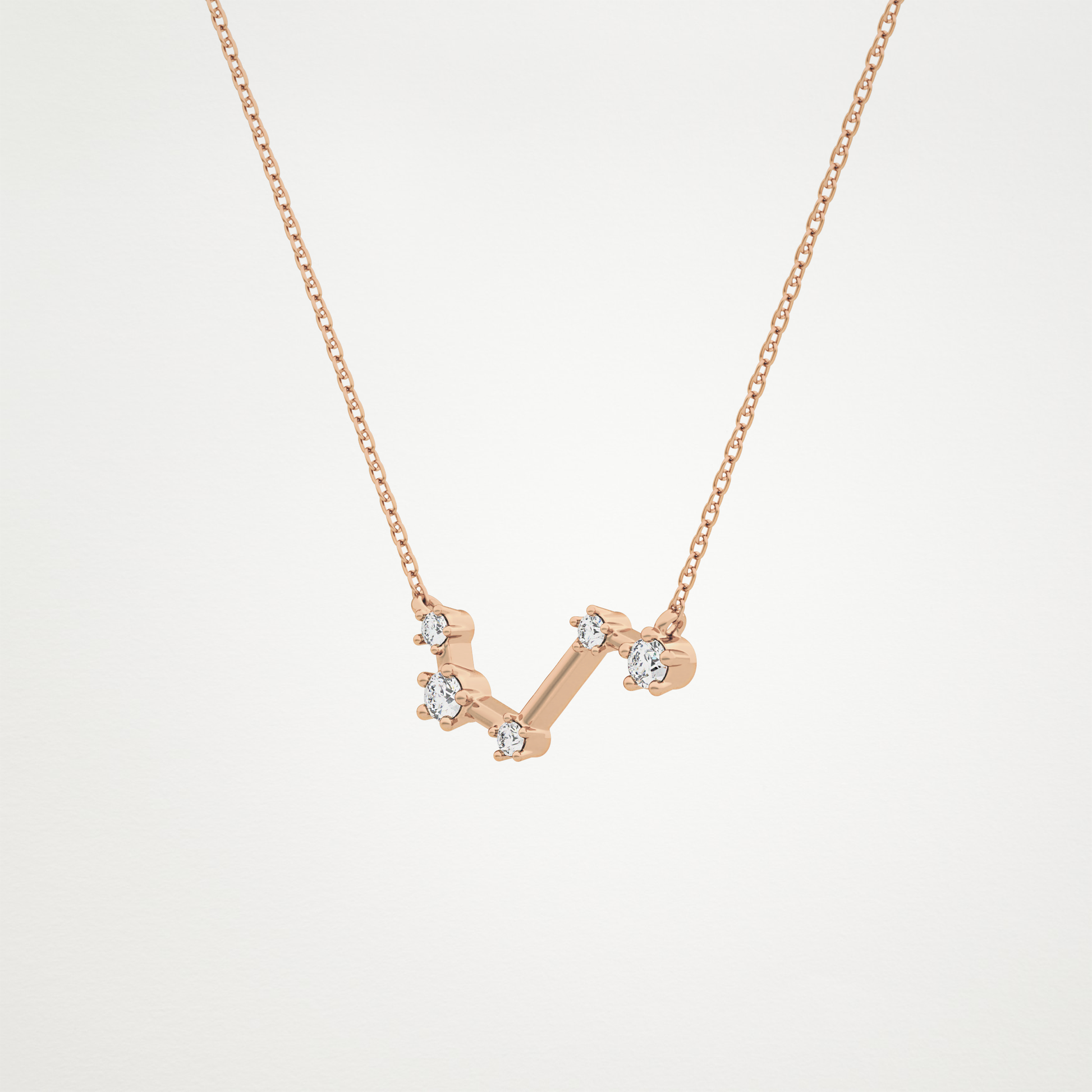 0.16 TCW Round Lab Grown Diamond Aries Zodiac Constellation Necklace