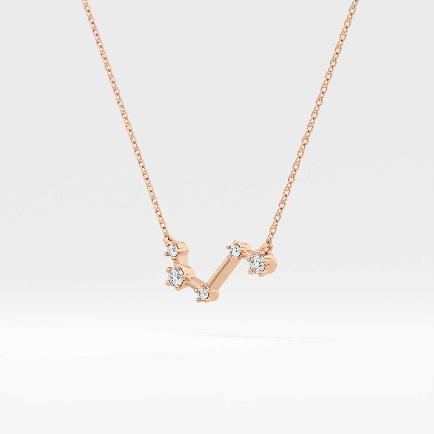 0.16 TCW Round Lab Grown Diamond Aries Zodiac Constellation Necklace