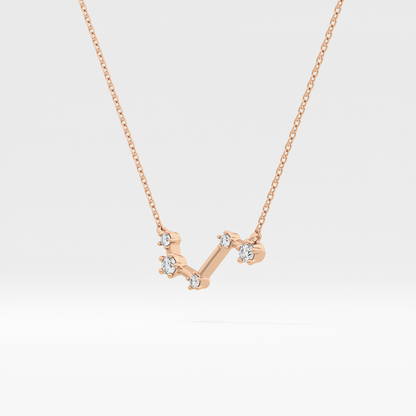 0.16 TCW Round Lab Grown Diamond Aries Zodiac Constellation Necklace