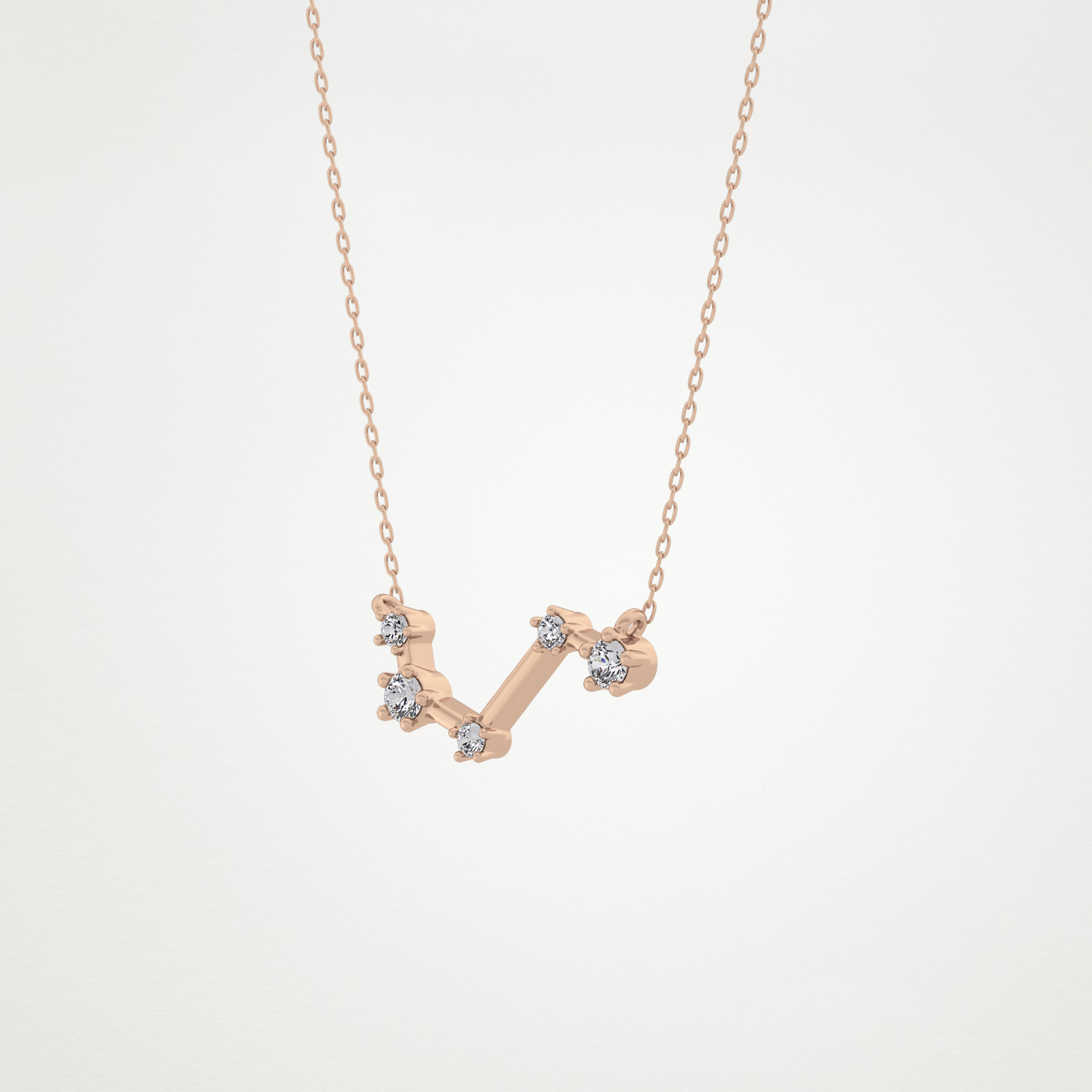 0.16 TCW Round Lab Grown Diamond Aries Zodiac Constellation Necklace