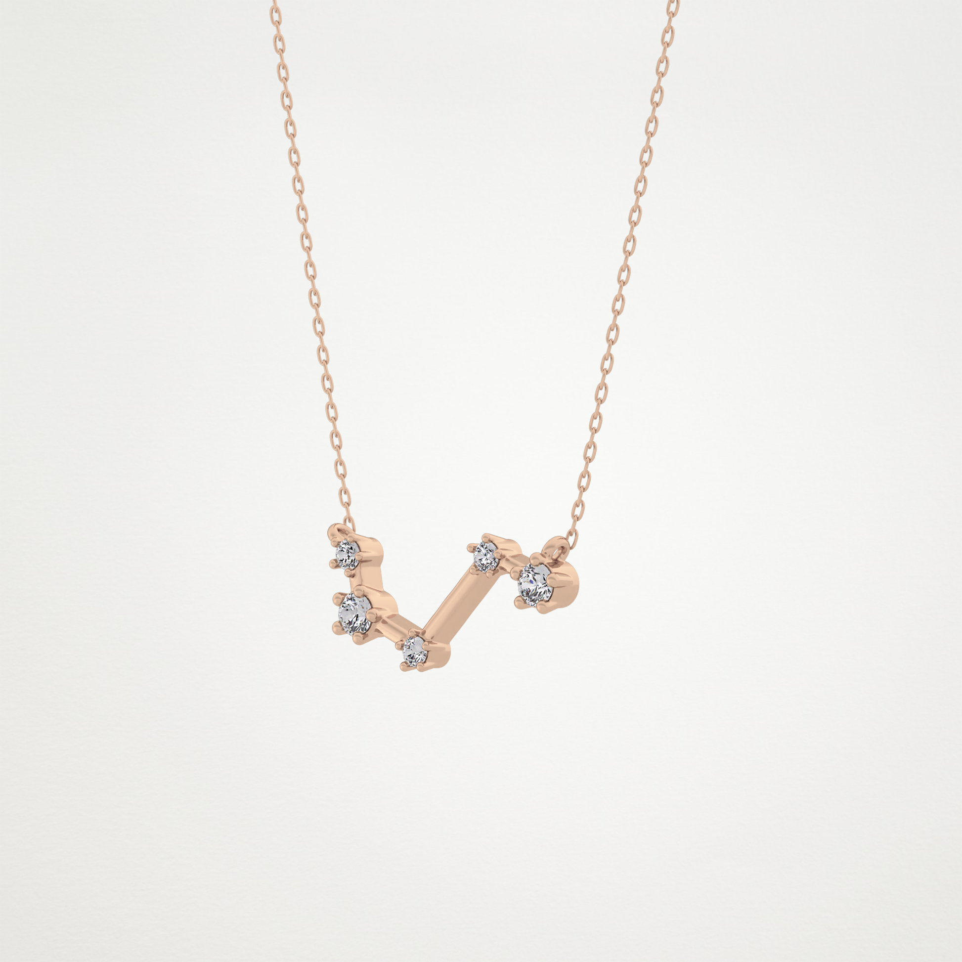 0.16 TCW Round Lab Grown Diamond Aries Zodiac Constellation Necklace