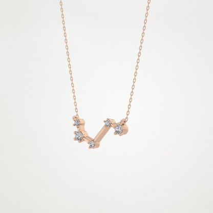 0.16 TCW Round Lab Grown Diamond Aries Zodiac Constellation Necklace