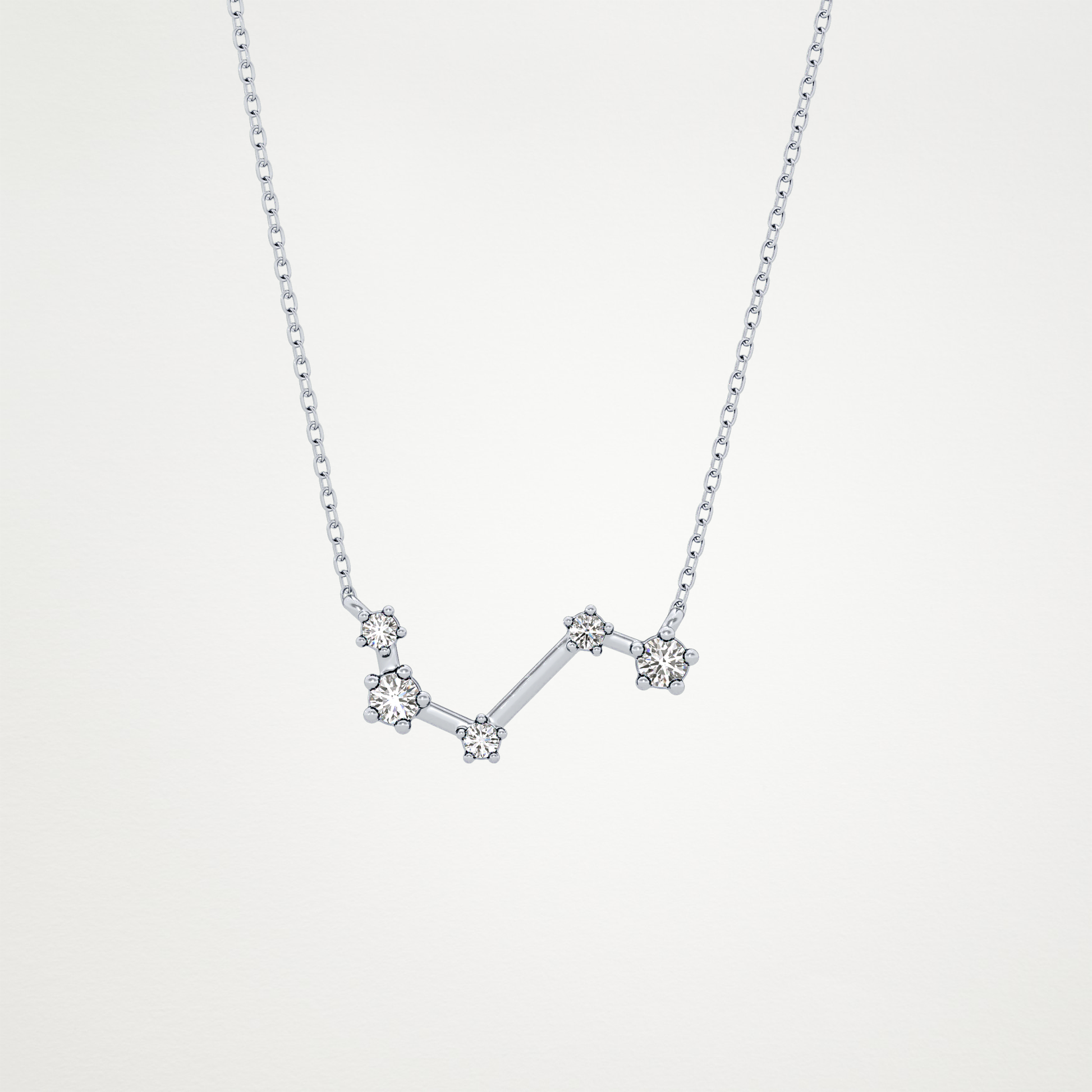 0.16 TCW Round Lab Grown Diamond Aries Zodiac Constellation Necklace