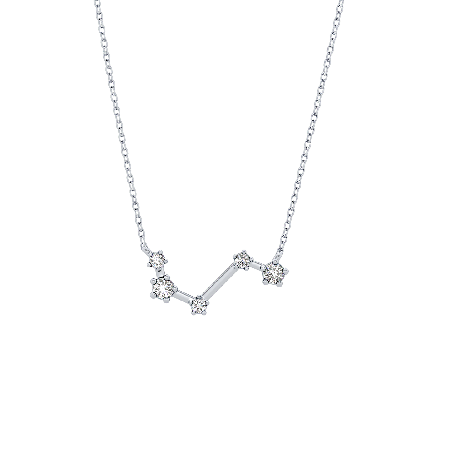 0.16 TCW Round Lab Grown Diamond Aries Zodiac Constellation Necklace