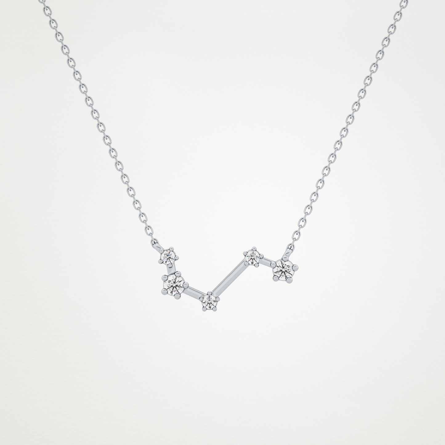 0.16 TCW Round Lab Grown Diamond Aries Zodiac Constellation Necklace