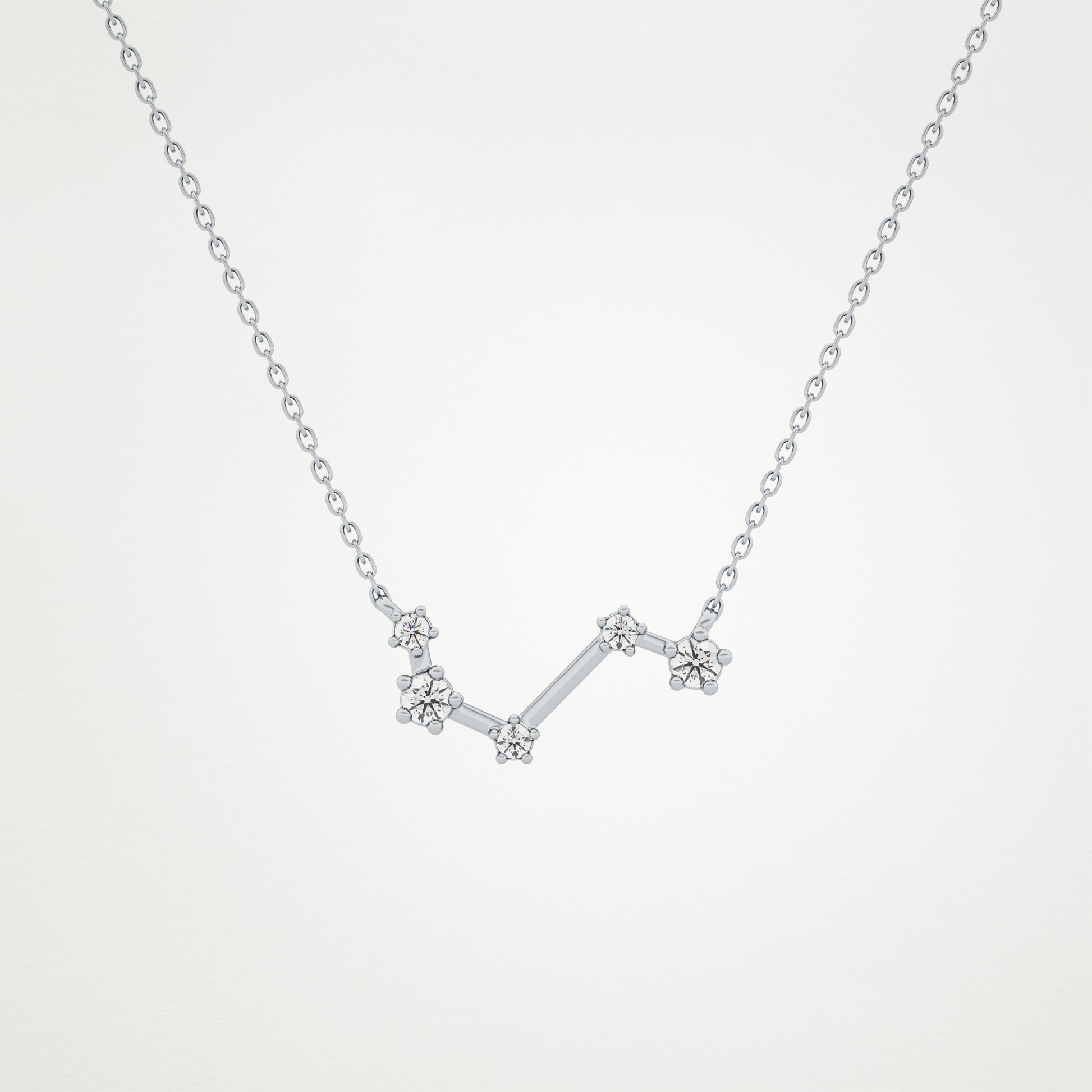 0.16 TCW Round Lab Grown Diamond Aries Zodiac Constellation Necklace