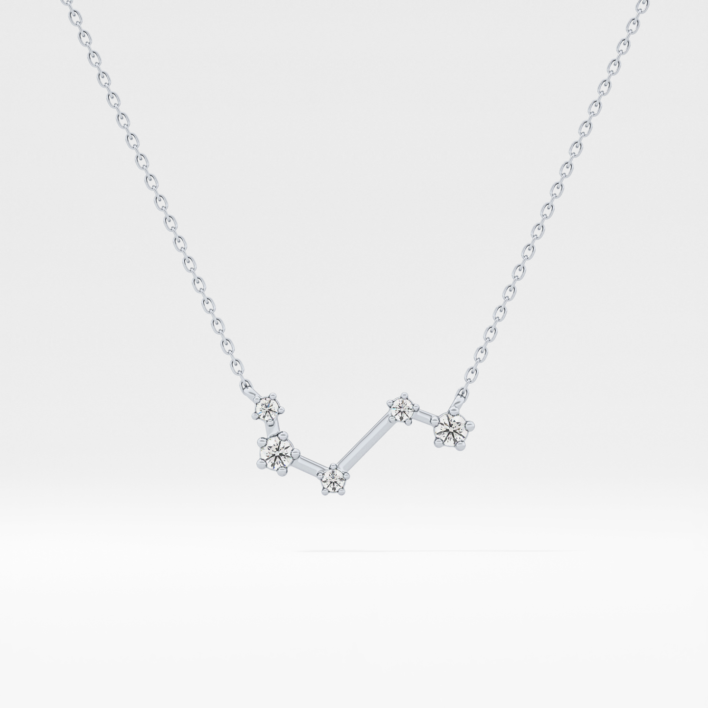 0.16 TCW Round Lab Grown Diamond Aries Zodiac Constellation Necklace