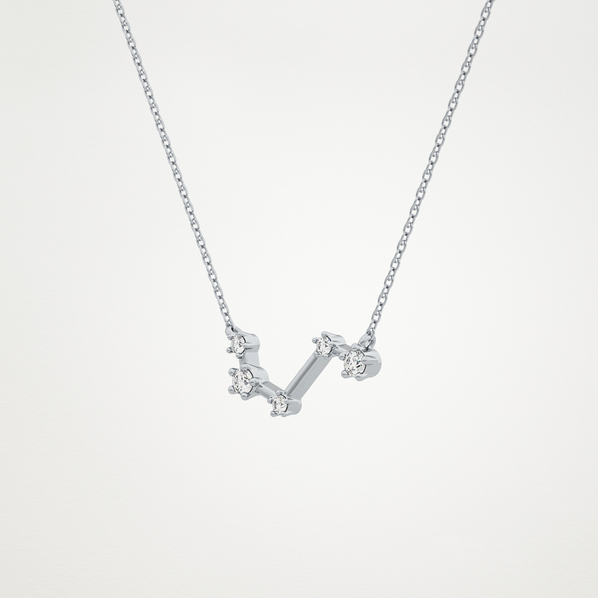 0.16 TCW Round Lab Grown Diamond Aries Zodiac Constellation Necklace