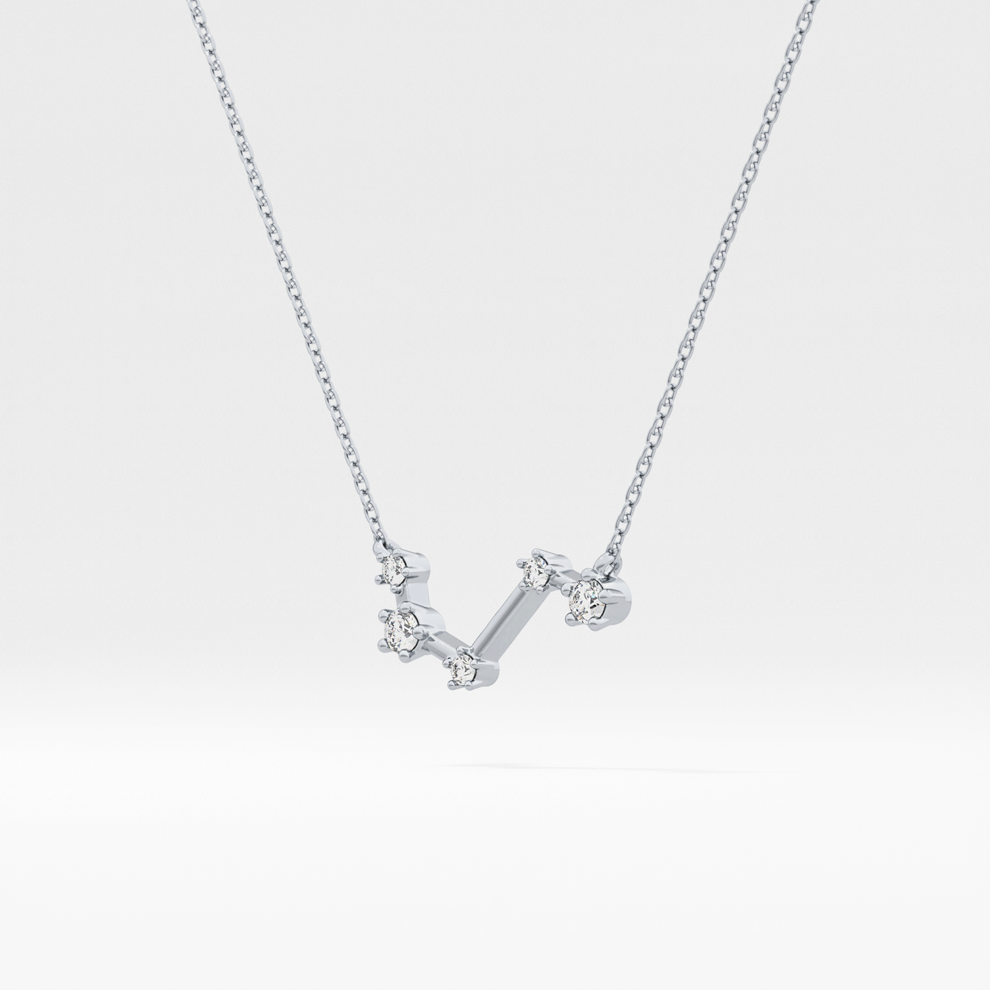0.16 TCW Round Lab Grown Diamond Aries Zodiac Constellation Necklace