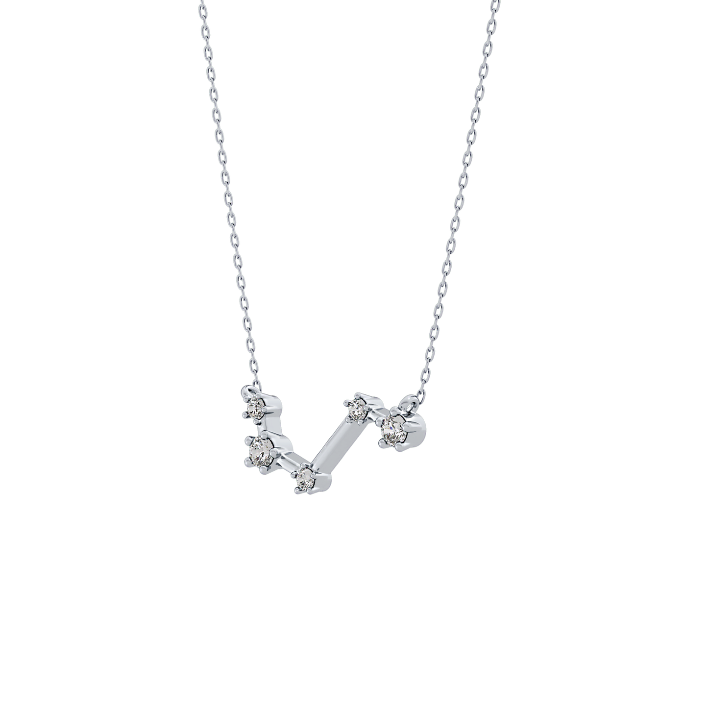 0.16 TCW Round Lab Grown Diamond Aries Zodiac Constellation Necklace
