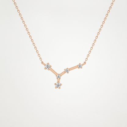 0.116 TCW Round Lab Grown Diamond Cancer Zodiac Constellation Necklace