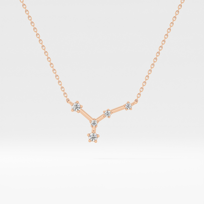 0.116 TCW Round Lab Grown Diamond Cancer Zodiac Constellation Necklace
