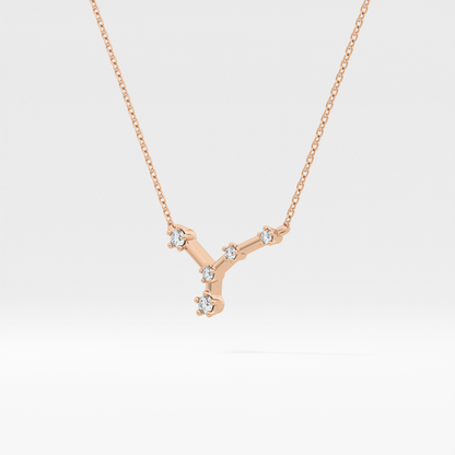 0.116 TCW Round Lab Grown Diamond Cancer Zodiac Constellation Necklace