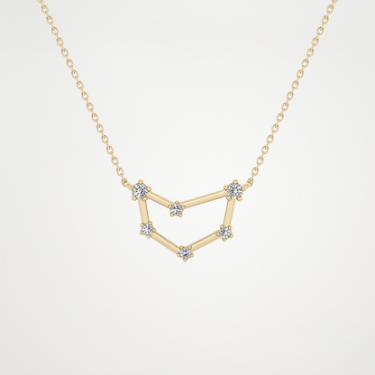 0.13 TCW Round Lab Grown Diamond Capricorn Zodiac Constellation Necklace
