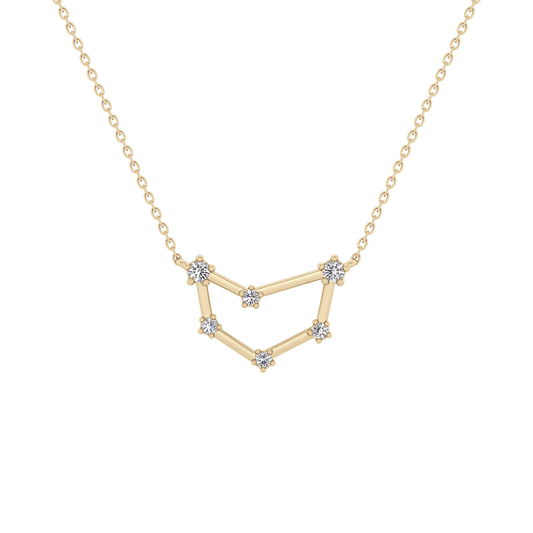 0.13 TCW Round Lab Grown Diamond Capricorn Zodiac Constellation Necklace
