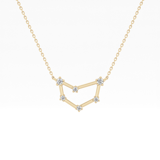 0.13 TCW Round Lab Grown Diamond Capricorn Zodiac Constellation Necklace
