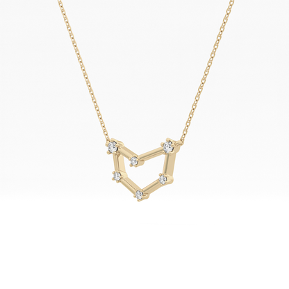 0.13 TCW Round Lab Grown Diamond Capricorn Zodiac Constellation Necklace