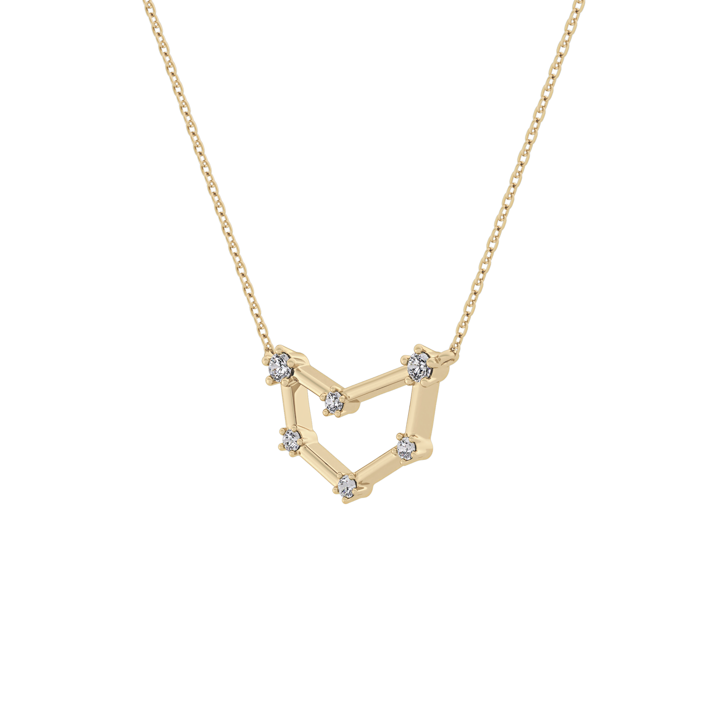 0.13 TCW Round Lab Grown Diamond Capricorn Zodiac Constellation Necklace