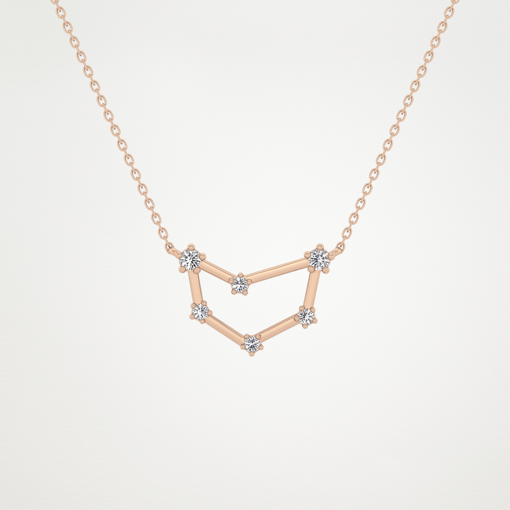 0.13 TCW Round Lab Grown Diamond Capricorn Zodiac Constellation Necklace