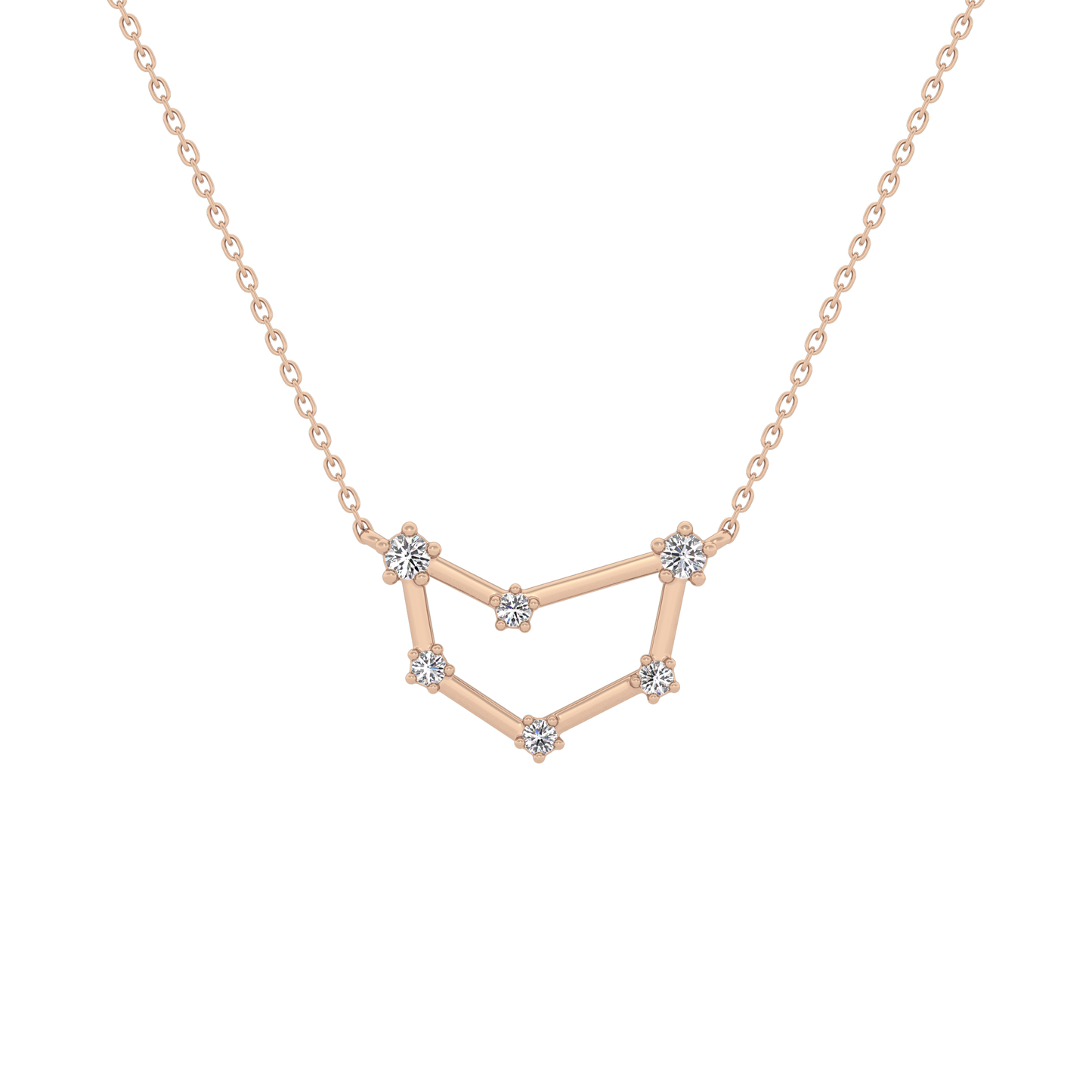 0.13 TCW Round Lab Grown Diamond Capricorn Zodiac Constellation Necklace
