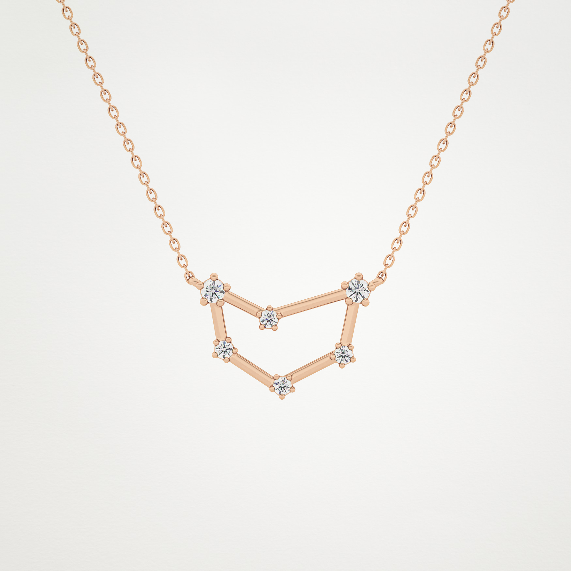 0.13 TCW Round Lab Grown Diamond Capricorn Zodiac Constellation Necklace
