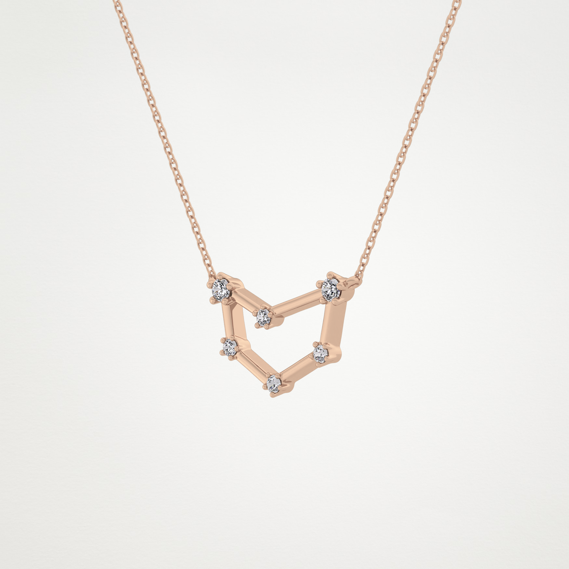 0.13 TCW Round Lab Grown Diamond Capricorn Zodiac Constellation Necklace