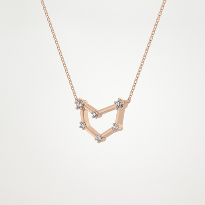 0.13 TCW Round Lab Grown Diamond Capricorn Zodiac Constellation Necklace
