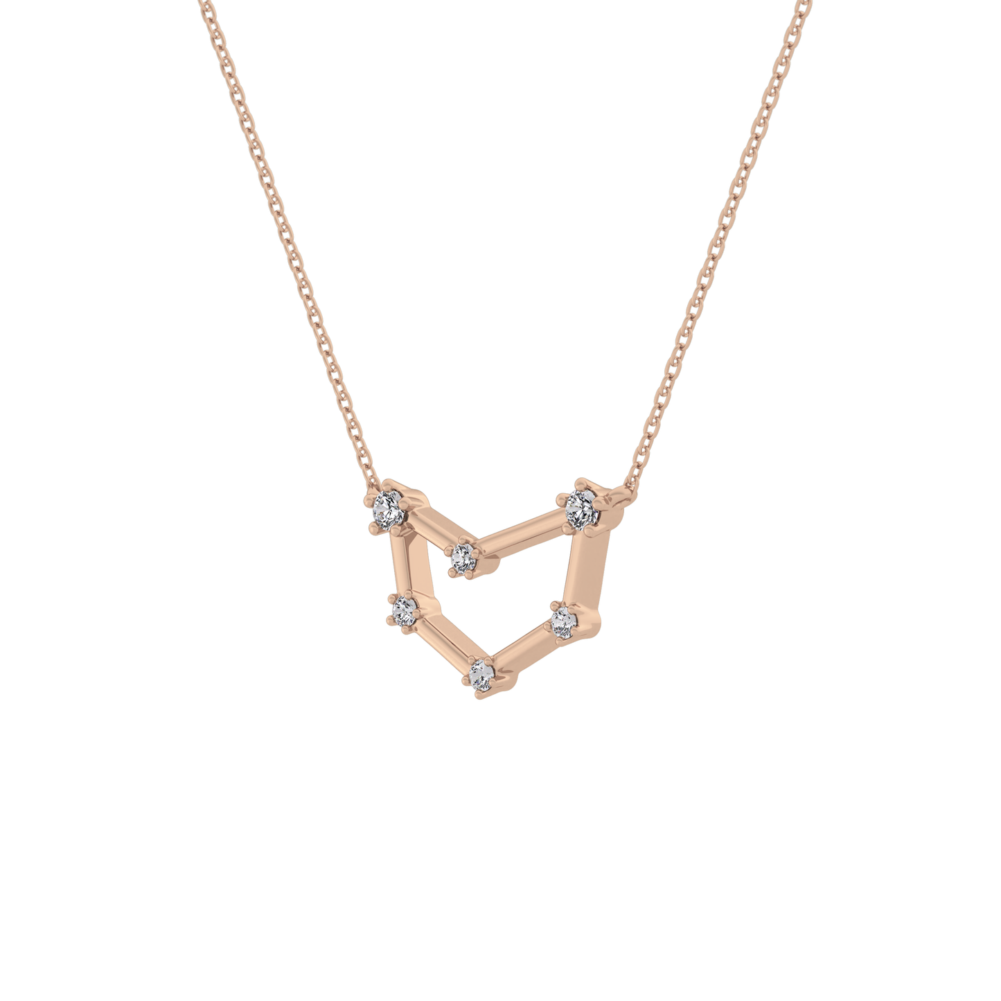 0.13 TCW Round Lab Grown Diamond Capricorn Zodiac Constellation Necklace
