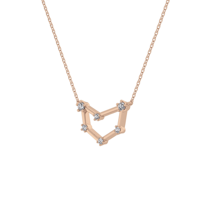 0.13 TCW Round Lab Grown Diamond Capricorn Zodiac Constellation Necklace