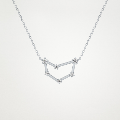0.13 TCW Round Lab Grown Diamond Capricorn Zodiac Constellation Necklace