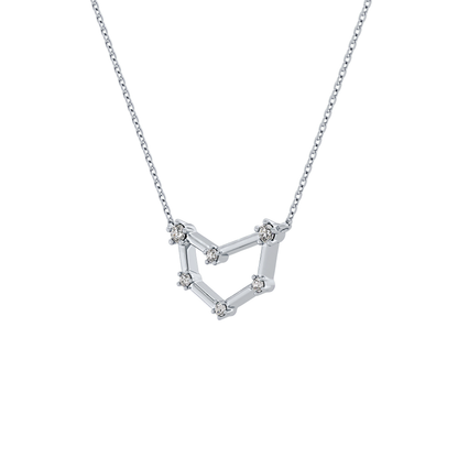 0.13 TCW Round Lab Grown Diamond Capricorn Zodiac Constellation Necklace