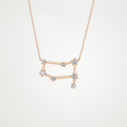 0.18 TCW Round Lab Grown Diamond Gemini Zodiac Constellation Necklace
