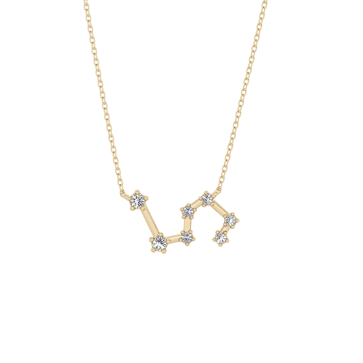 0.15 TCW Round Lab Grown Diamond Leo Zodiac Constellation Necklace