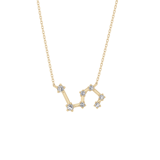 0.15 TCW Round Lab Grown Diamond Leo Zodiac Constellation Necklace