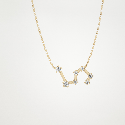 0.15 TCW Round Lab Grown Diamond Leo Zodiac Constellation Necklace