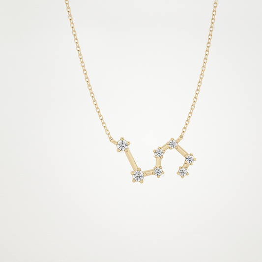 0.15 TCW Round Lab Grown Diamond Leo Zodiac Constellation Necklace