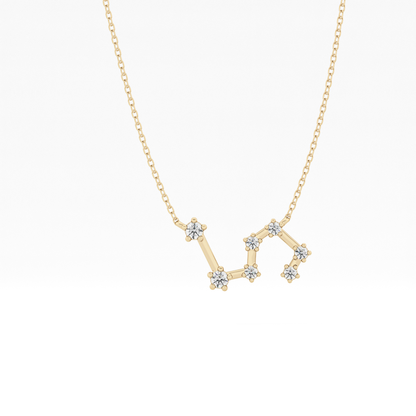 0.15 TCW Round Lab Grown Diamond Leo Zodiac Constellation Necklace