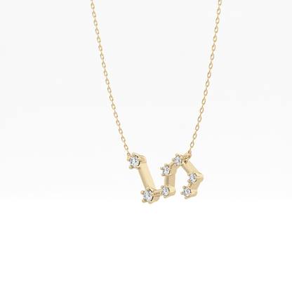 0.15 TCW Round Lab Grown Diamond Leo Zodiac Constellation Necklace